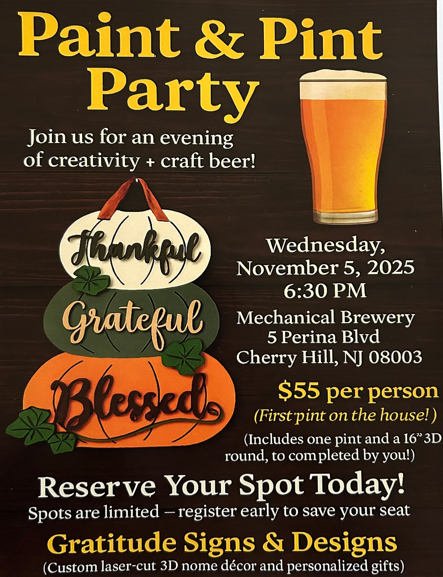 Paint & Pint DEPOSIT