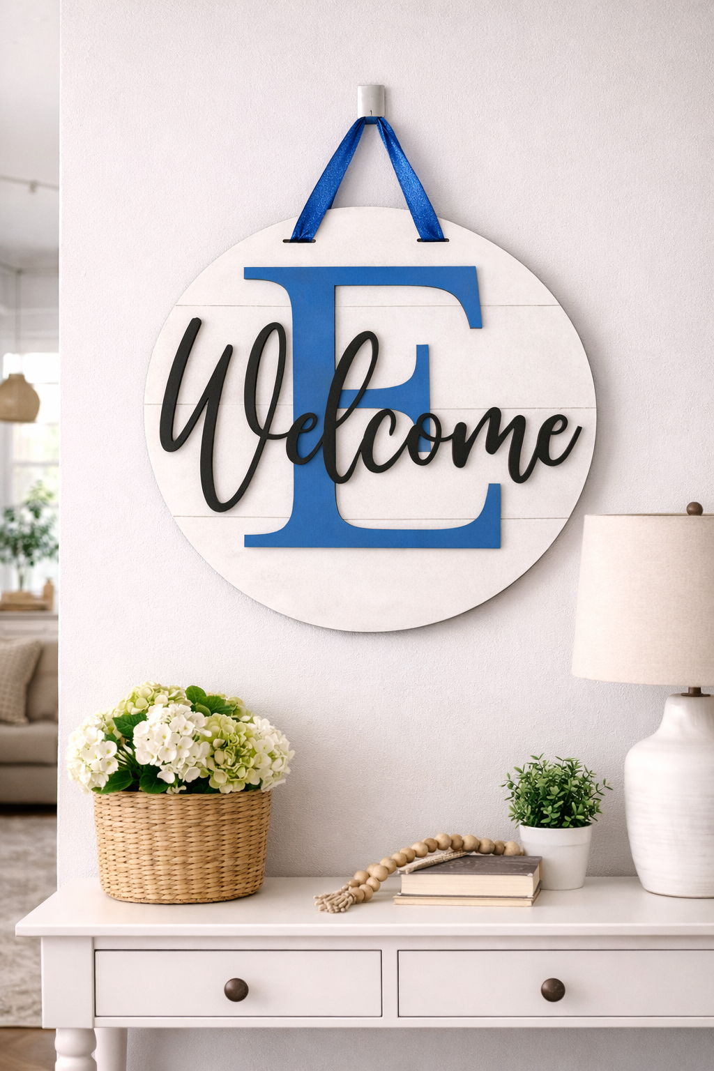 Welcome Sign, Handmade 3D, 16" Round Decor