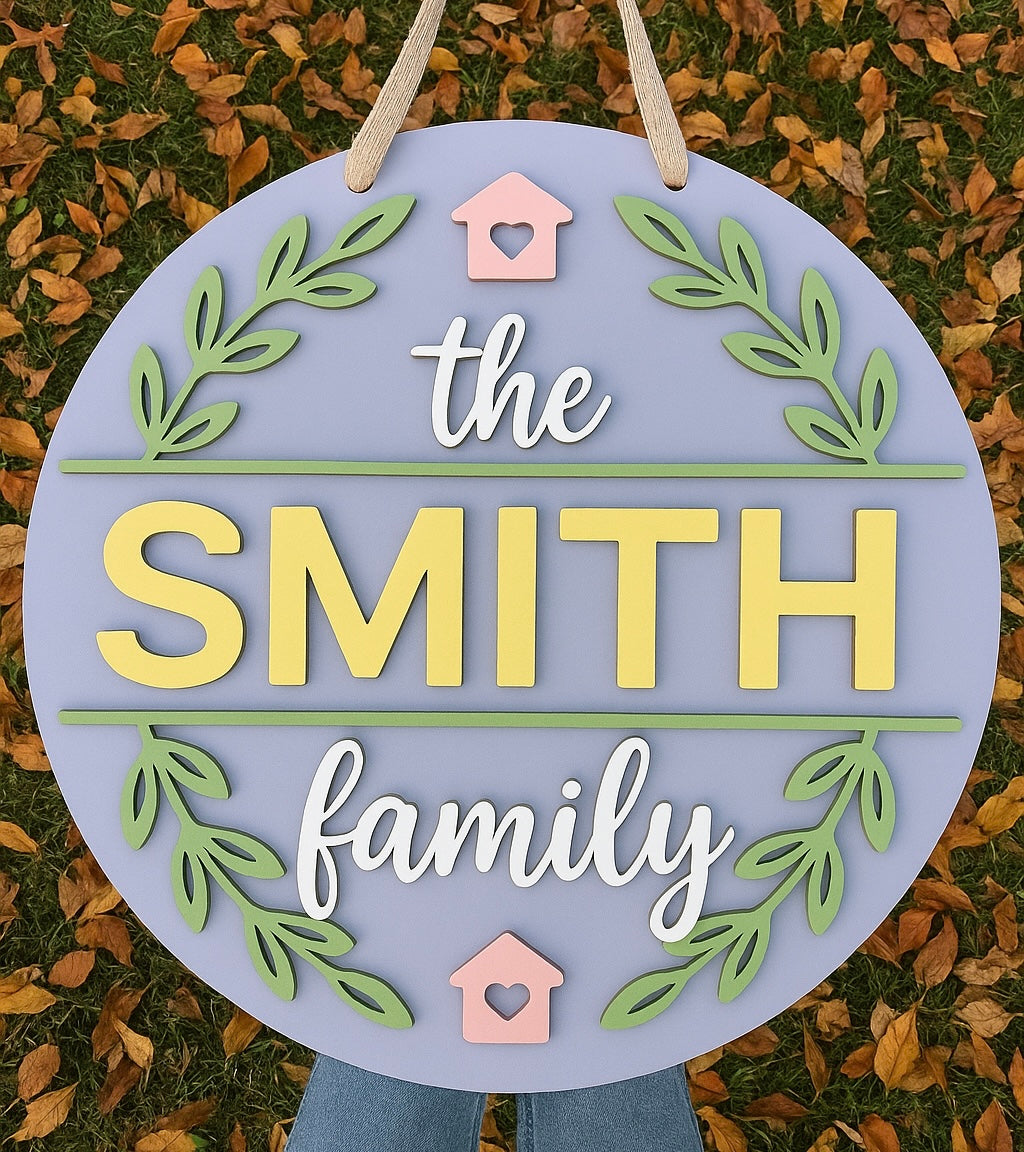 CUSTOM Family Name, Handmade 2D 16" Round Decor *DEPOSIT*