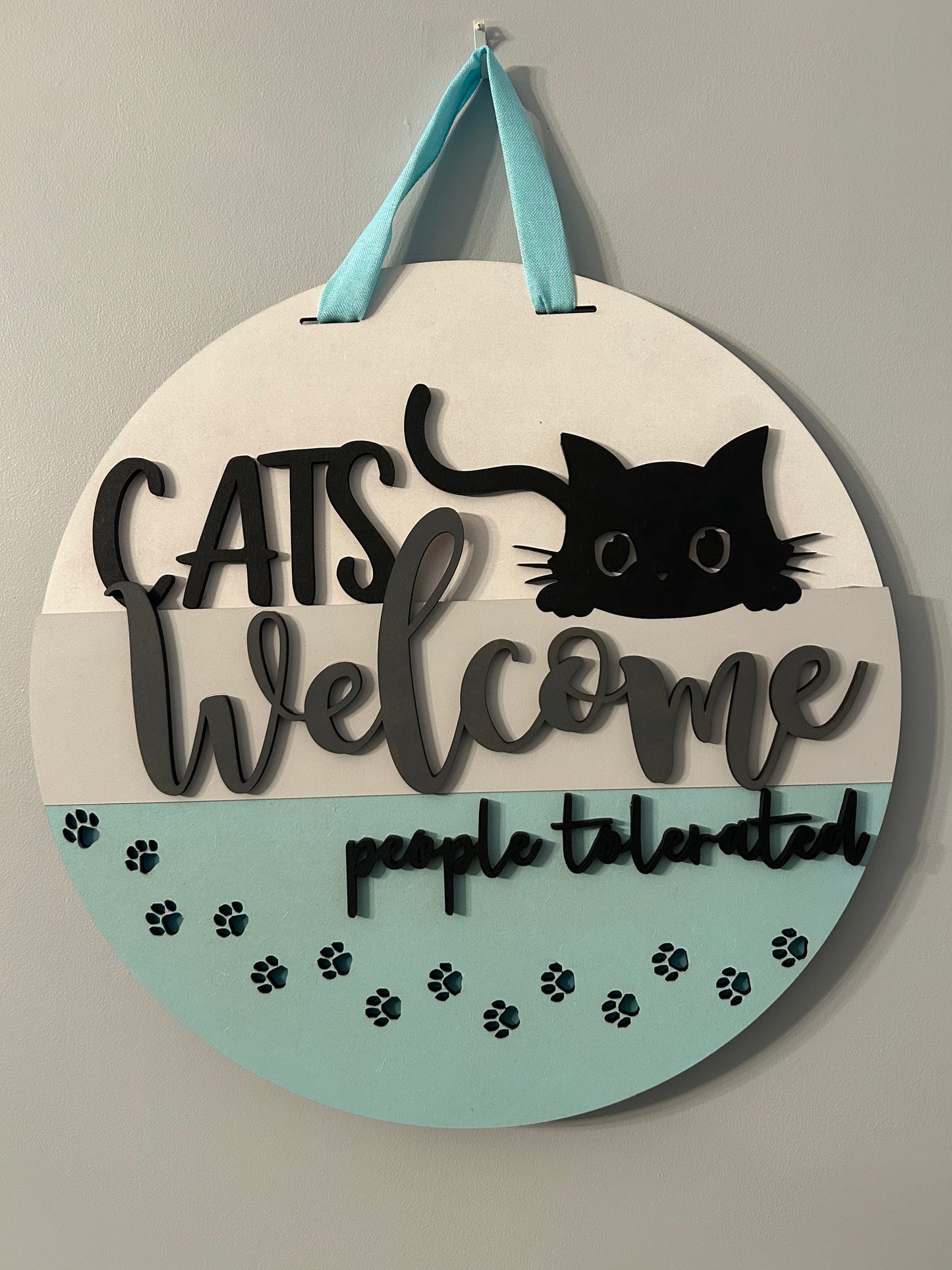 Cats Welcome, Handmade 3D 16" Round Decor