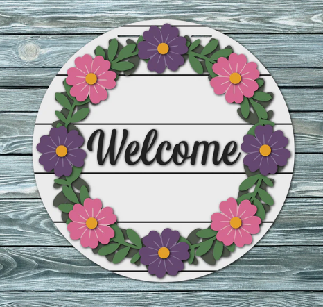Floral Wreath Handmade 3D, 16" Round Decor