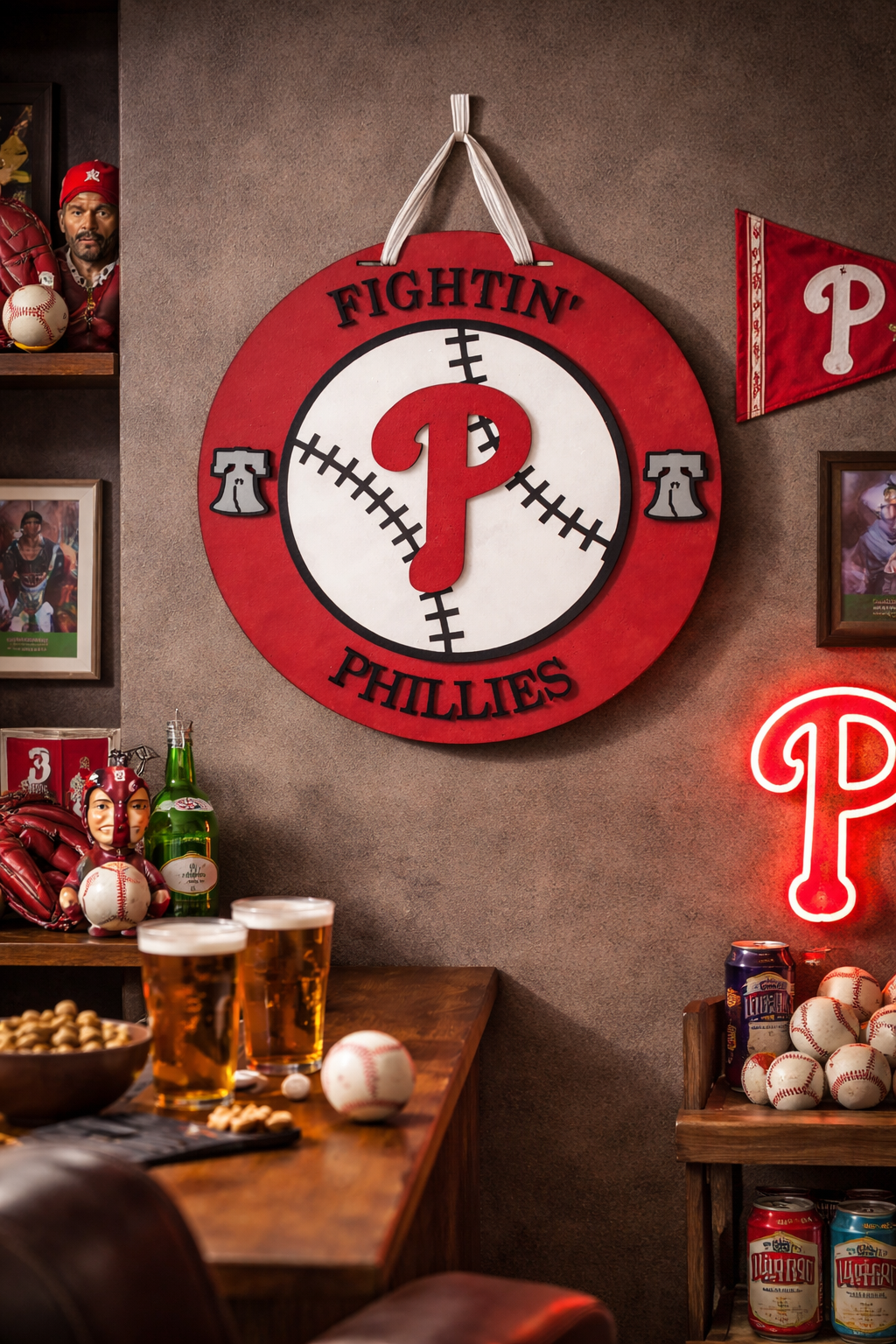 Fightin' Phillies, Custom 3D, 16" Round Decor