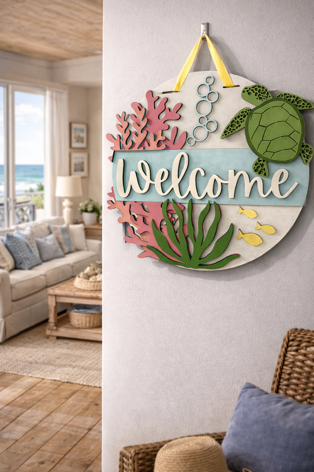 Sea Turtles, Handmade 3D, 16" Round Decor