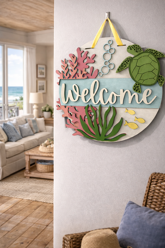 Sea Turtles, Handmade 3D, 16" Round Decor