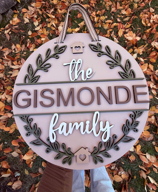 CUSTOM Family Name, Handmade 2D 16" Round Decor *DEPOSIT*