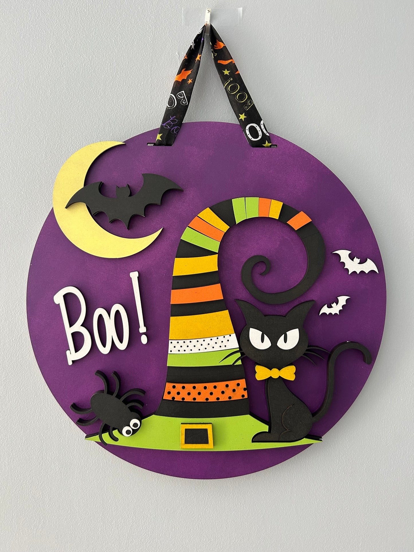 Purple Boo! Handmade 3D 16" Round Décor
