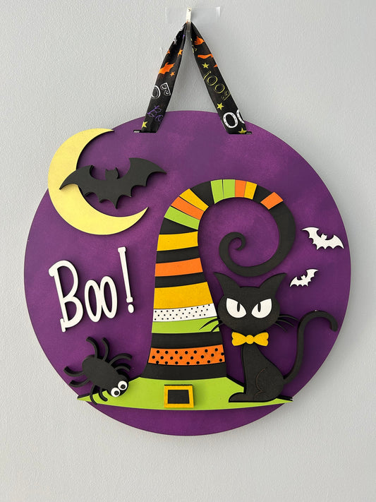 Purple Boo! Handmade 3D 16" Round Décor