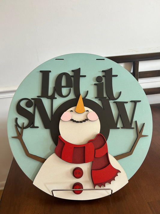Let It Snow, Handmade 3D 16" Round Décor