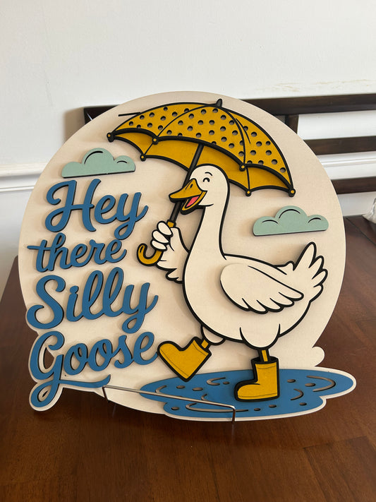 Silly Goose, Handmade 3D 16" Round Decor