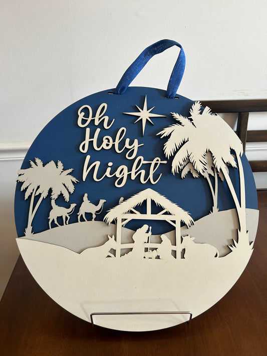 Oh Holy Night, Handmade 3D 16" Round Decor