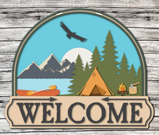 Welcome Camper, Handmade 3D Round Decor