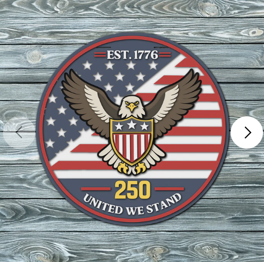 Eagle United We Stand, Handmade 16" Wooden Round
