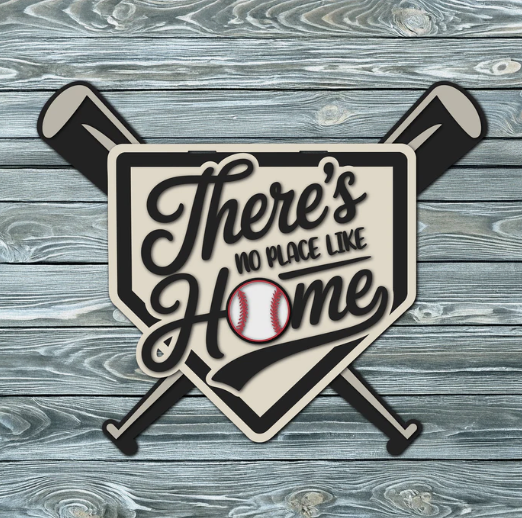 Baseball Home, Handmade 16" Wooden Round