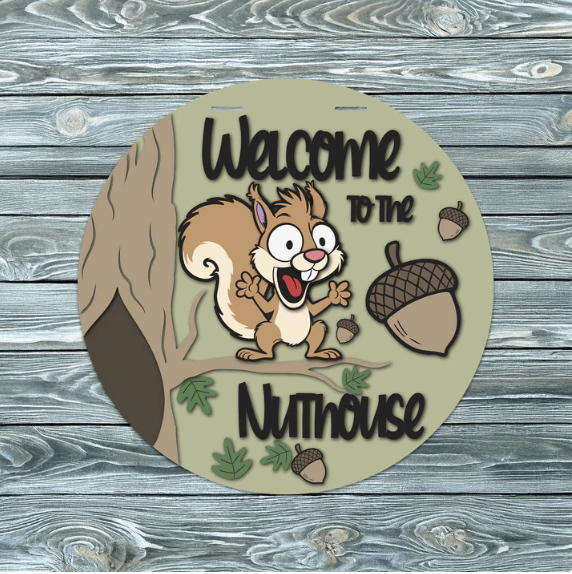 Nutty House, Handmade 3D 16" Round Decor