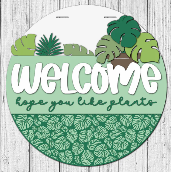 Welcome Plants, Handmade 3D 16" Round Decor